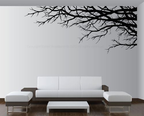 Vinyl Wall Art Mural Decal Tree Top Branches 67"(w) X 28 1/2"(h) Right To Left (Black)