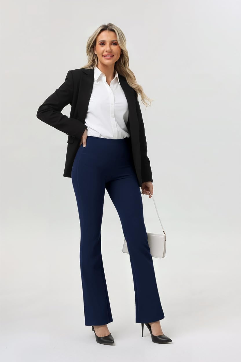 SEMARO Womens Bootcut Dress Pants High Waist Stretchy Flare Work Pants Business Office Pull on Slacks with Pockets - Image 3