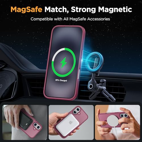 Image of Miracase Magnetic Series for iPhone 16 Case [Compatible with MagSafe] Military-Grade Protection, Anti-Fingerprint, Slim Phone Case for iPhone 16 6.1 inch - Wine Red