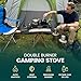 Green Haven Double Burner Camping Stove, Portable Butane Gas or LPG Cooker with Grill Plate and Outdoor Gas Cooker - Camping Cooker for BBQ Caravan
