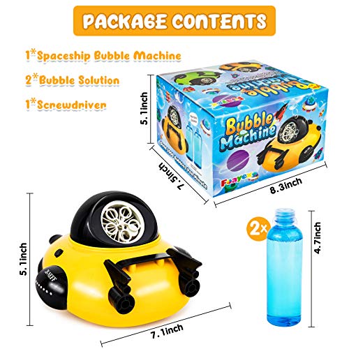 Bubble Machine, Spaceship Bubble Blower Maker with Refill Solution Big Bubbles 500+ Bubbles Per Minute, Automatic Bubble Machine for Kids Toddlers Boys Girls Baby Bath Toys Indoor Outdoor Age 3+