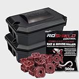 Roshield External Tamper Proof Rodent Bait Box & Wax Block Rat Poison Kit - Garden & Home Treatment Killer Safety Kit (2 Boxes & 300g Blocks)