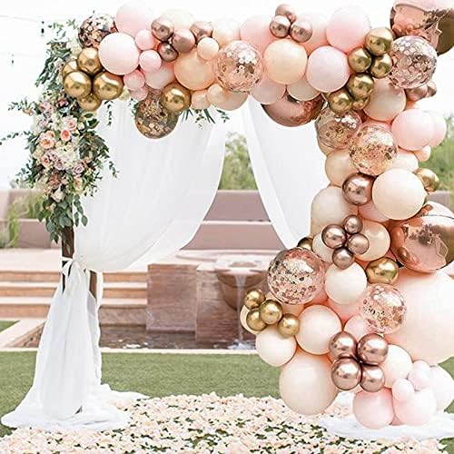 Rose Gold Balloon Arch Kit for Girls, 96Pcs Rose Gold Balloons Garland Kit with Pink Rosegold Balloons for Pink Birthday Party Decoration, Baby Shower, Wedding, Bridal Shower, Hen Party, Anniversary