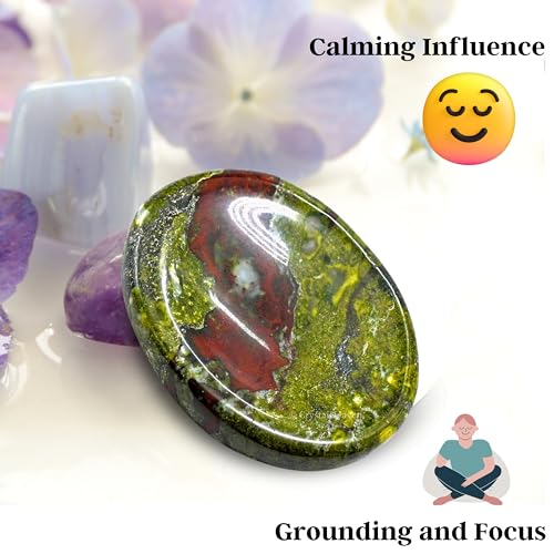 Image of Crystal Heaven Certified Dragon Bloodstone Thumb Worry Pebbles Stones Anxiety Stress Relief Massage - Aaa Grade Original Healing Gemstone Agate Rubbing Stone Yoga Meditation Spiritual Reiki Feng Shui