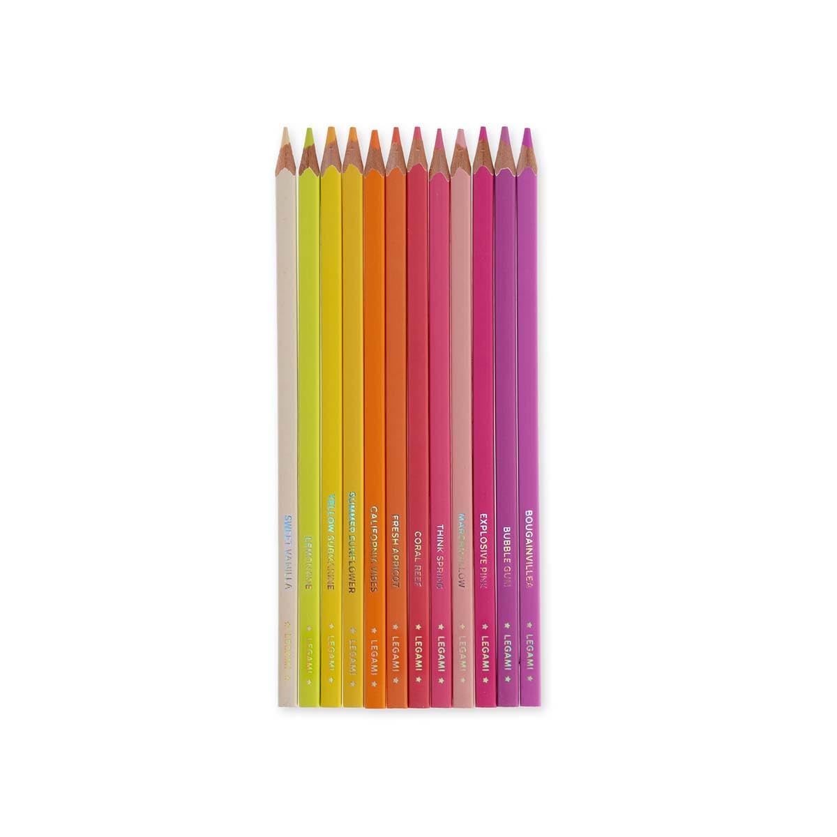 Legami - Set of 12 Coloured Pencils, Soft and Durable Lead, Excellent Temperability, Case Included, 0.2 x 6 inches, Sunset Palette