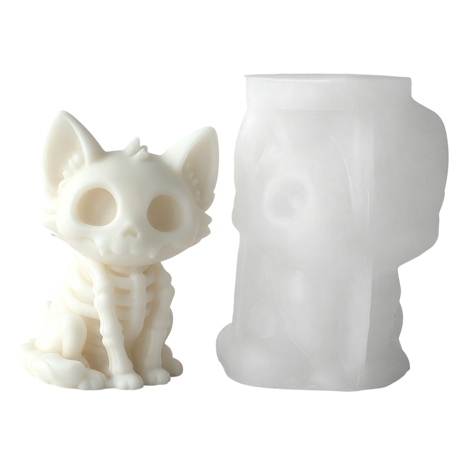 Zxfdsfdbnm Skeleton Kitten Puppy Statue Silicone Molds High Temperature Resistant for Making Soap Chocolate Home Decoration Gypsum Figurine Ornament Puss Dog Candlewax Cast