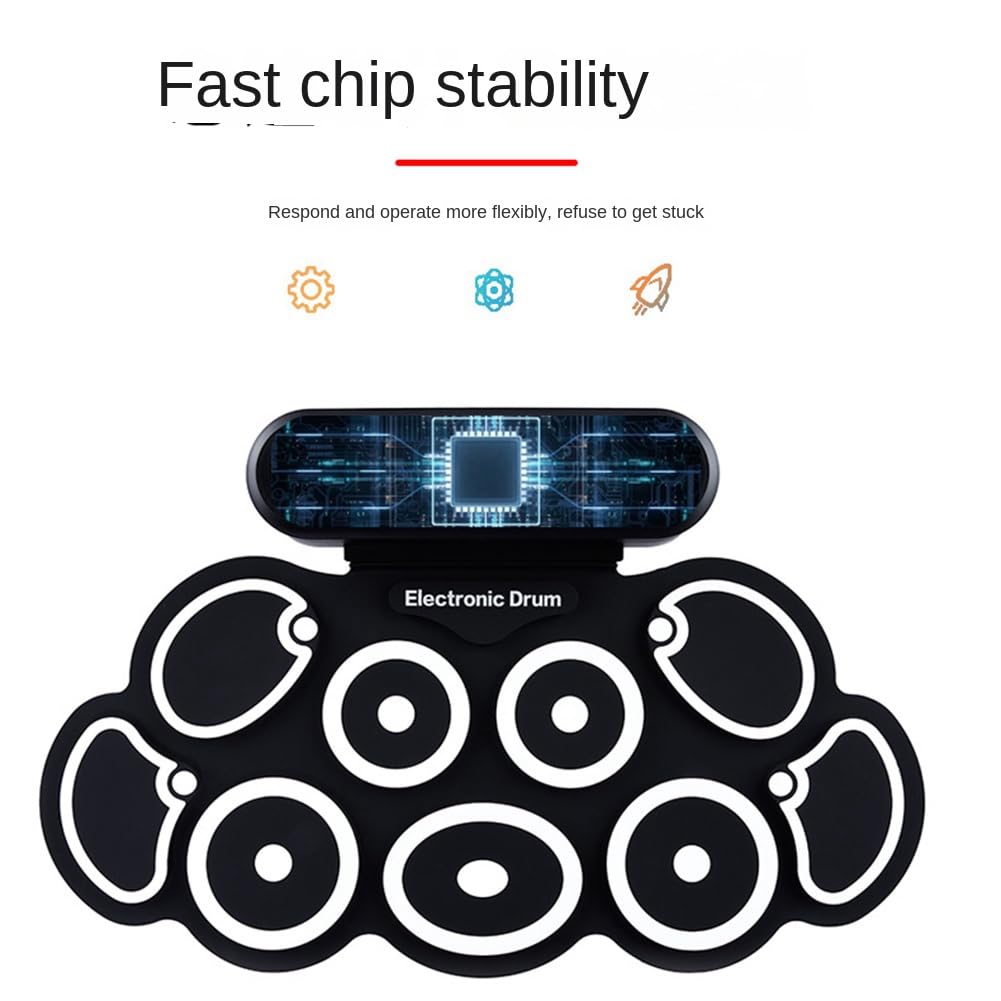 Juego de Batería Electrónica USB Enrollable Almohadilla de Batería de Silicona Práctica de Mano Portátil Eléctrica Plegable Digital con Pedal