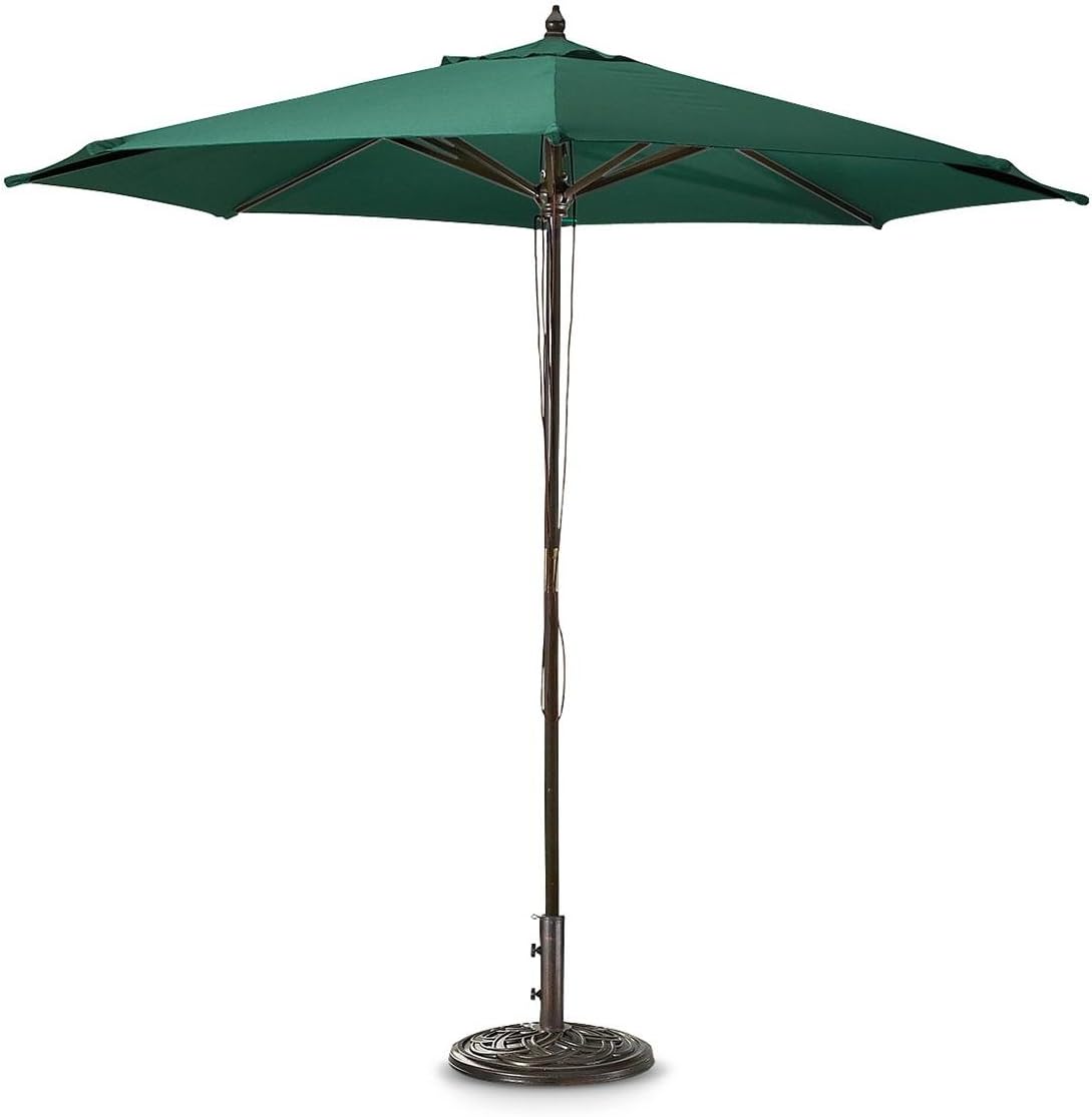 Guide Gear 9' Market Patio Umbrella with Pulley System Hardwood Pole, Hunter Green