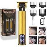 ???? ???????? for Mens Cordless ???? ??????? T-Blade Trimmer Professional Haircut & Grooming Kit Rechargeable Clippers Hair Trimmer Shaver Cutting Kit with LCD Display (Gold)