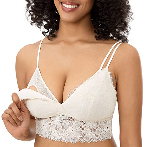 Image of MOMANDA Women's Plus Size Nursing Bra Lace Bralette Wireless Padded Maternity Breastfeeding Bras