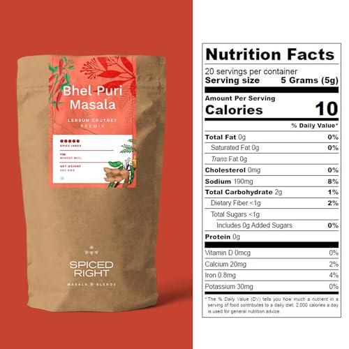 Image of SPICED RIGHT Bhelpuri Masala (200 Gm) with Natural Ingredients | Ready to Use Instant Namkeen Indian Snack Bhel Puri /Chat Puri Masala
