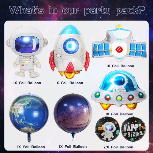 8 Pcs Galaxy Theme Balloons, Outer Space Party Decorations Includes Spaceship Balloons, Rocket Balloons, Astronaut Balloons, Planet Inflatable Foil Balloons, Girls Boys Birthday Supplies #TOP1
