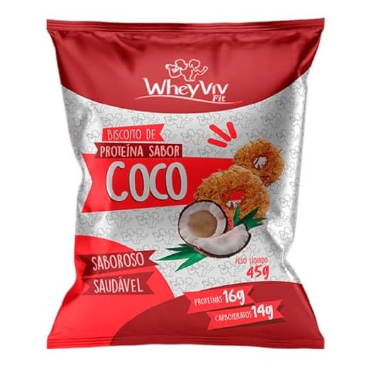 Biscoitos fit sabor Coco com Whey protein 45g - WheyViv Fit