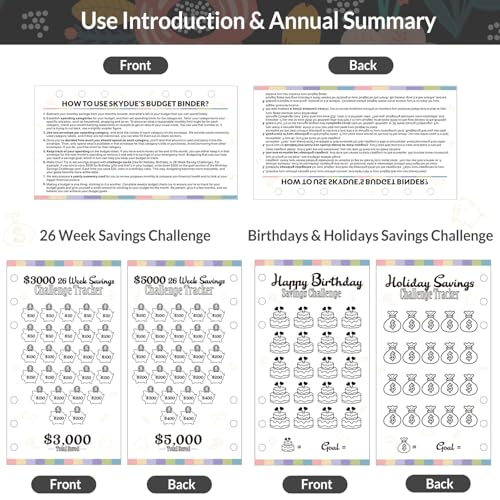 Image of SKYDUE Budget Binder With Cash Envelopes, Money Saving System, Expense Sheets, Challenge Trackers, and Category Labels - Combo Book for Saving Money