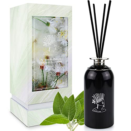 Amorxiao Diffuseur de bâtonnets parfumés 100 ML, Désodorisant Domestique, Diffuseur avec Bâtonnets de Rotin avec Bague en Métal Argenté, Fragrance Fraîche et Durable pour la Maison et Le Bureau Cover