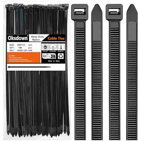Oksdown 100 Pack Heavy Duty Cable Ties Cover
