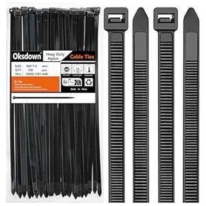 Oksdown 100 Pack Black Thick Cable Ties Heavy Duty Large 300mm×7.6mm Strong Nylon Plastic Self Locking 12 inch/30 cm Extra Long Zip Tie Wraps