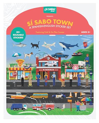 Sí Sabo Town: A Bilingual Reusable Sticker Play Set: Learn Spanish-English Language Skills with 30+ Reusable Stickers and 2 Fold-Out Play & Go Scenes (Si Sabo Sticker Books for Kids) image 2
