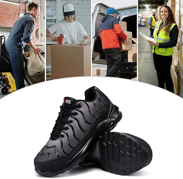LARNMERN Steel Toe Shoes for Men Wide Women Lightweight Puncture Proof Work Safety Sneakers Breathable Slip Resistant Tennis Shoe - Image 7