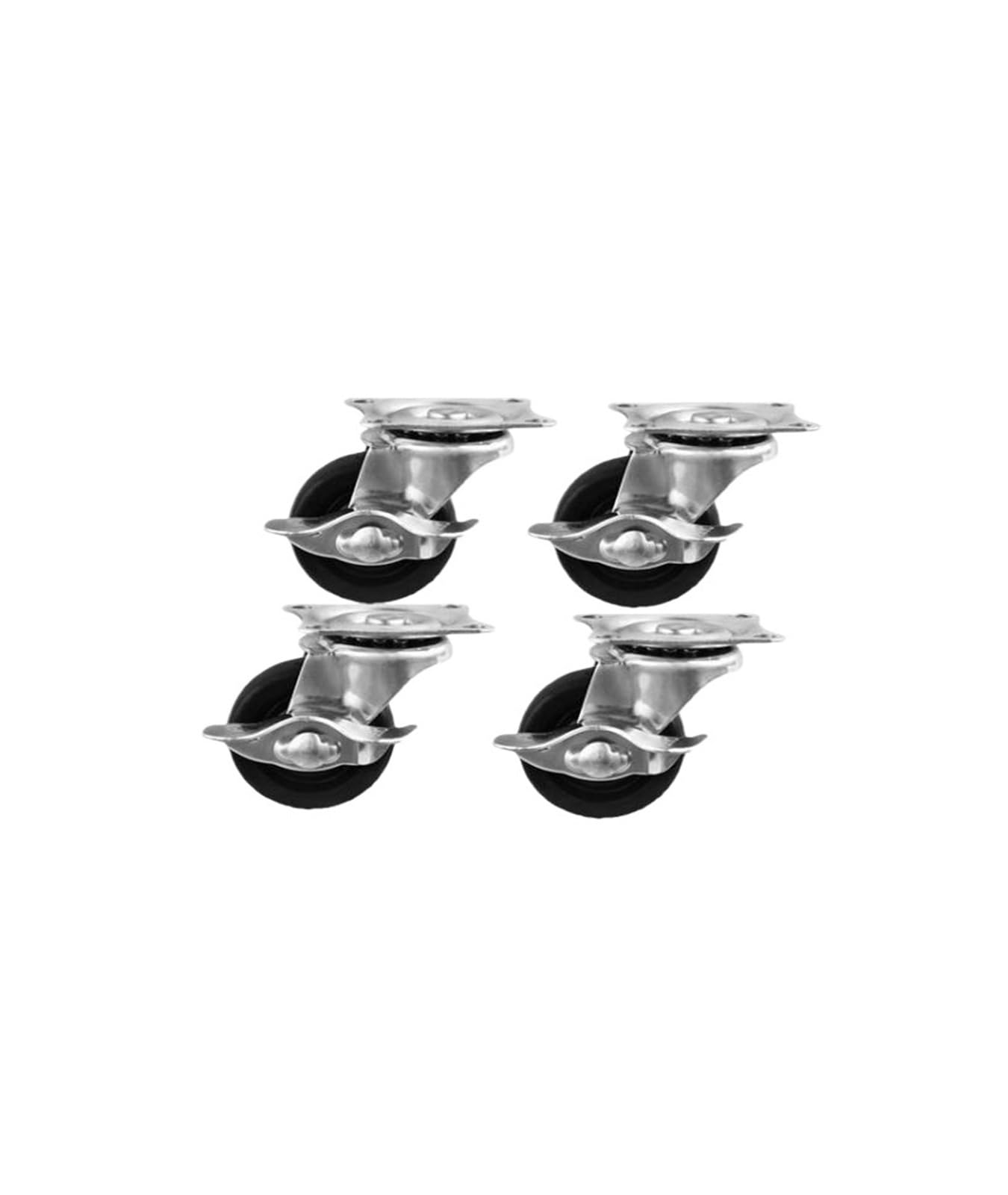 Mxxdmopd 2.5 4 Pieces/Lot Casters Inches Black Rubber Swivel Wheels With Brake Height 8 Cm Flat Sides Industrial
