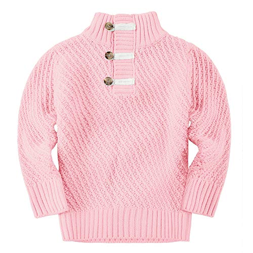 Makkrom Toddler Boys Sweater Knit Cable Turtleneck Winter Sweaters Outfit for Baby Boy Girls Pink