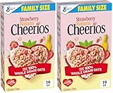 Cheerios Strawberry Banana Cheerios Heart Healthy Cereal, Gluten Free Cereal With Whole Grain Oats, 19 OZ Family Size (Pack of 2)