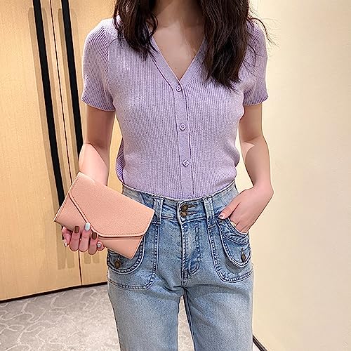 Ladies Compact PU Leather Wallet Stylish Credit Card Organizer Coin Purse Business Solid Design (Multiple colors)2