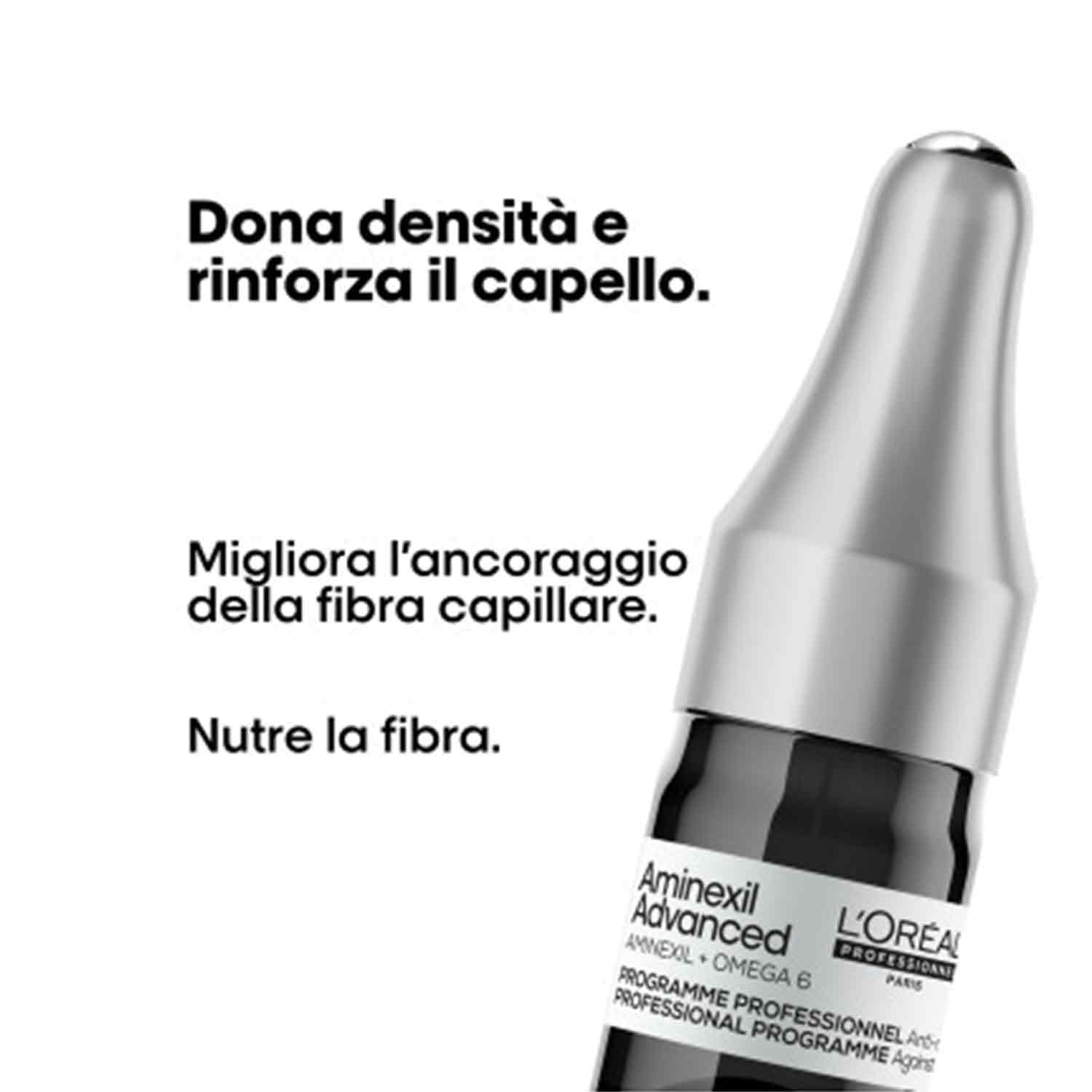 L'Oréal Professionnel, Fiale Contro la Caduta dei Capelli, Mantenimento, Ancoraggio dei Capelli Migliorato, Attività alla Radice Stimolata, Aminexil Advanced, 10x6ml