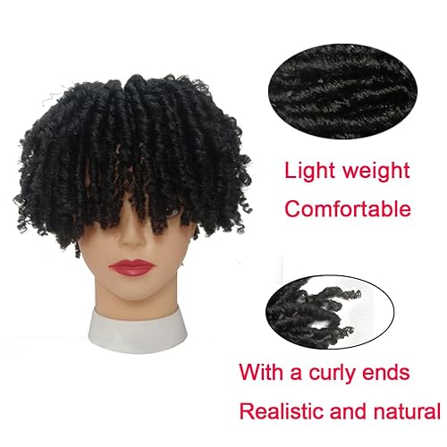 Miniatura 3 de Peluca de cabello de rastas para mujereshombres, 6 pulgadas, rastas cortas, pelucas con clip en trenzado, media peluca, rastas sintéticas, peluca