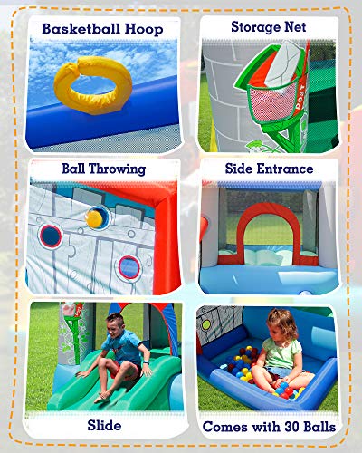 Action Air Bounce House, Bouncy Castle With 30 Balls, Inflatable Jumping House With Slide And Ball Pit, Outdoor And Indoor Fun For Kids #TOP2