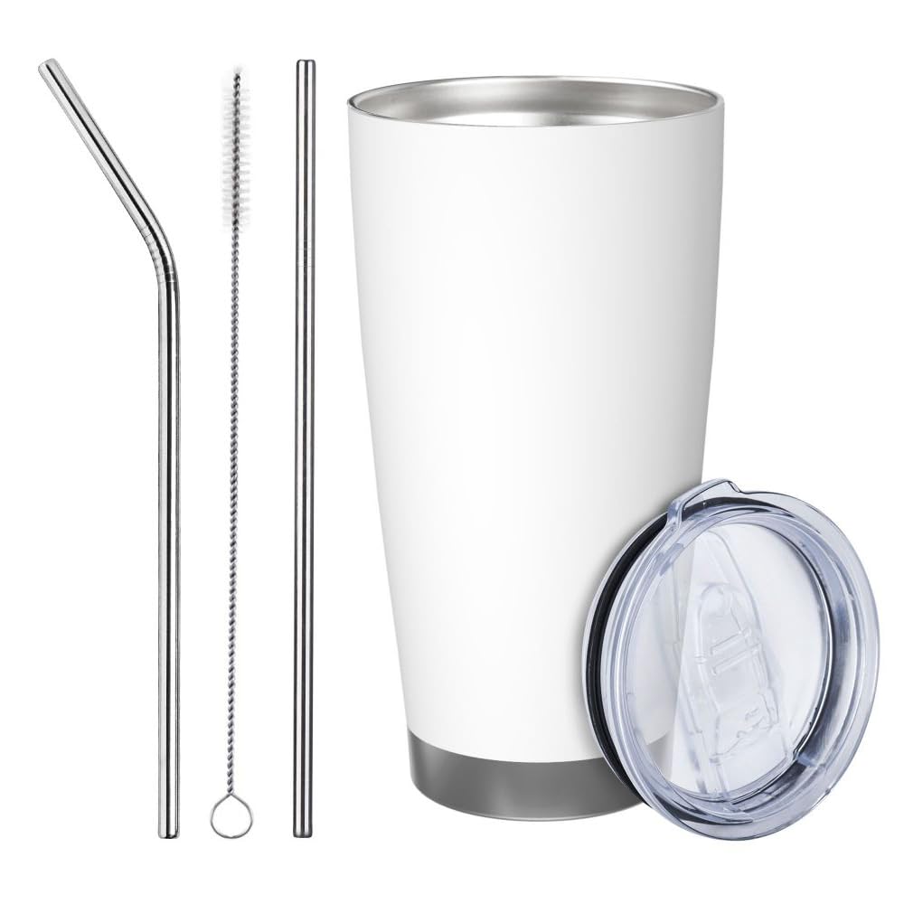 RTYVBMX Personalized Coffee Tumbler with Photo Text Logo Name, Custom 20oz Insulated Stainless Steel Travel Mug with Lids, Customized Gifts for Birthday Anniversary Christmas for Women Men, 1PC, White