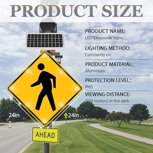 Semáforo LED, señal solar de cruce de peatones, advertencia de tráfico parpadeante para aceras y carreteras, aluminio duradero resistente a la intemperie, paquete de 2, sistema de alerta de seguridad
