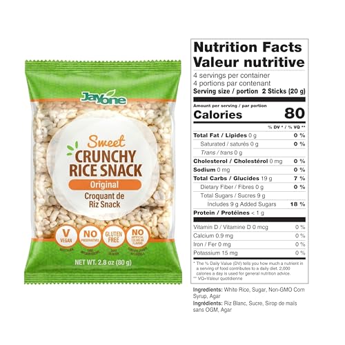 Jayone Crunchy Rice Cake Roll Snacks, Original Rice Cakes, Gluten Free, Vegan, Healthy Snacks for Adults and Kids, Simple Ingredients, No Artificial Colors, 4 Pack (4 x 2.8 oz)