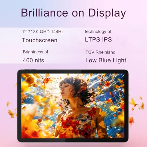 Image of Lenovo Idea Tab Pro AI Android Tablet, 12.7 inch 3K QHD 144Hz Touchscreen, MediaTek Dimensity 8300, 128GB Storage + 128GB SD Card, Tab Pen Plus, 11-Hr Long Battery Life, Lightweight for Student & Gaming