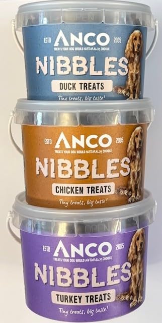 Anco Nibbles Training Treats Variety Pack - 3 x 300g Tubs (Duck/Turkey/Chicken)