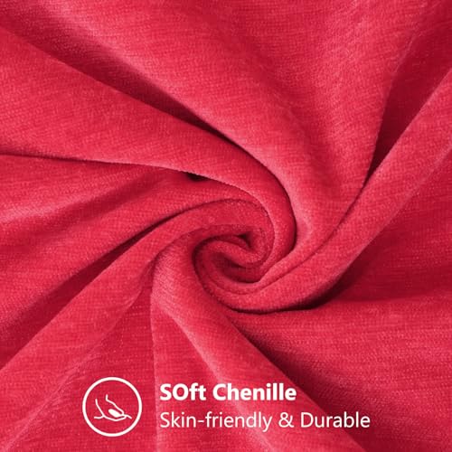 Image of decorUhome Soft Chenille Throw Pillow Covers 18x18 Set of 2 Christmas Red