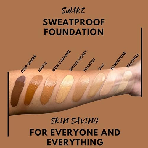 Swake Foundation (Oak) – Water Resistant, Sweatproof Foundation For Long Lasting Natural Glow With Anti-Aging & Sweat Resistant Formula #TOP2