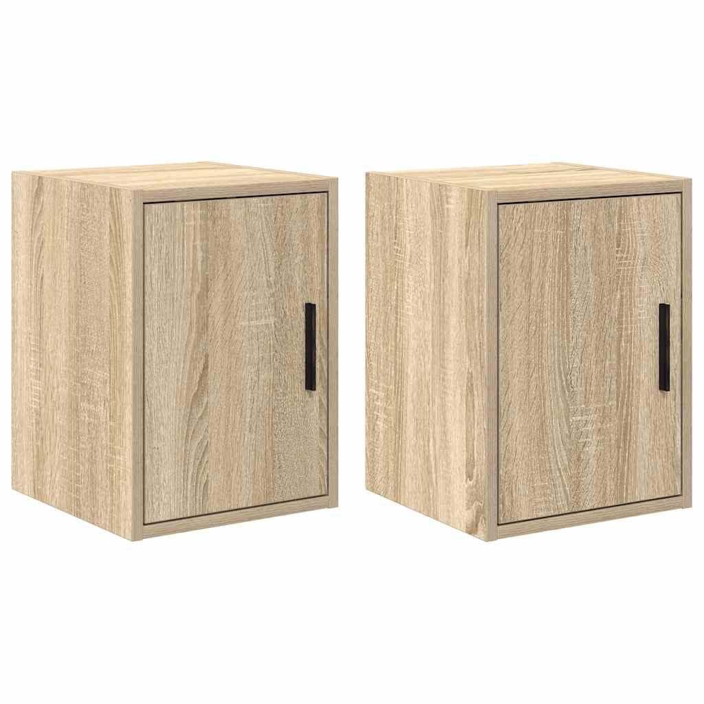 2er Set Garagen-Wandschränke in Sonoma-Eiche, Hängeschrank für Werkzeug & Zubehör, Werkstattschrank aus Holzwerkstoff, 30x30x41 cm, Wandmontage für Werkstatt, Keller & Büro