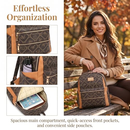 Image of Women Fashion Backpack Purse Multi Pockets Anti-Theft Rucksack Travel Shoulder Bag Handbag