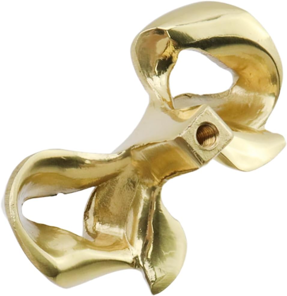 6PCS Gold Bow Shape Drawer Knobs Brass Pulls Knobs, Single Hole Handles for Drawer Cabinet Door Wardrobe Storage Cabinet Handle