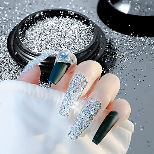 1 boîte de poudre de diamant super brillante réfléchissante à paillettes pour décoration d'ongles Cover