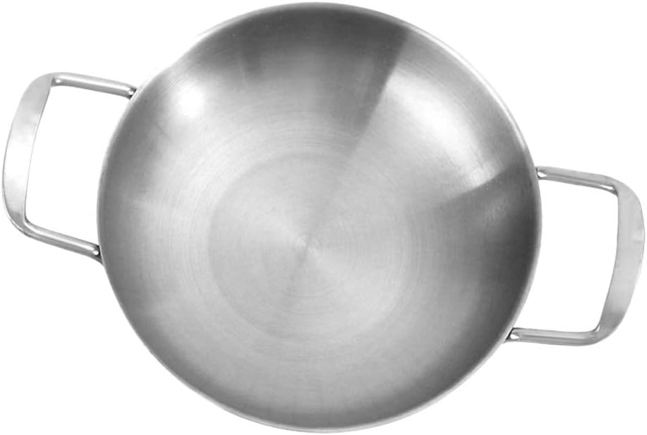 Luxshiny Stainless Steel Seafood Pot Mini Pan Stock Pot Lid Steel Pan for Home Canteen Outdoor 18cm