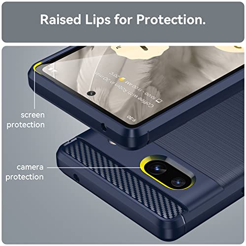 Image of Hybrid Carbon Fiber Back Case for Google Pixel 7a (Blue)