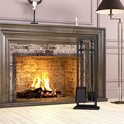 Fire Beauty Fireplace Tools Sets 5 Pieces Wrought Iron Fire Tool Set With Handles #TOP3