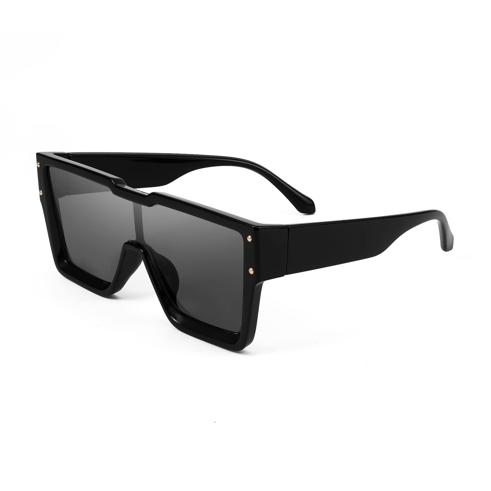 FEISEDYRetro One Piece Flat Top Sunglasses Men Women Thick Square Frame Design B4047