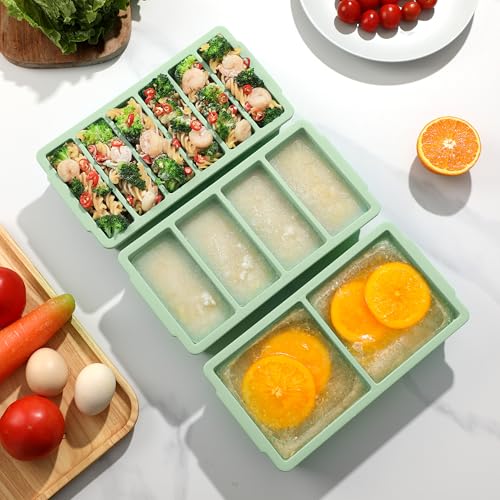 Doasuwish 3-Pack Silicone Freezer Trays with Lid,2 Large 2-Cup(500ml)&4 Medium 1-Cup(250ml)&6 Small 1/2-Cup(125ml) Soup Freezer Container Molds,Ice Cube Tray For Meal Prep&Freezing Soup,Stews,Sauces by Doasuwish - Used condition - Image 8
