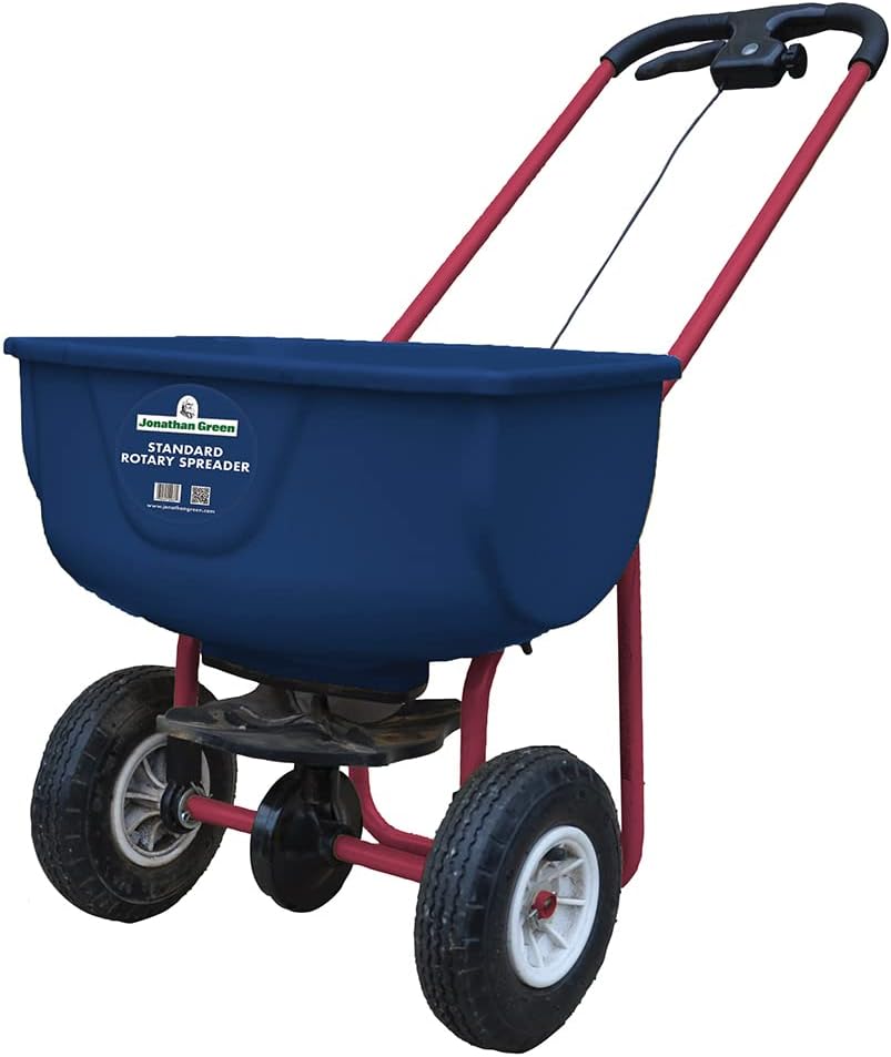 Jonathan Green 10937 New American Lawn Standard Rotary Broadcast Spreader - Push Spreader Covers 10,000 Sq Ft Easily