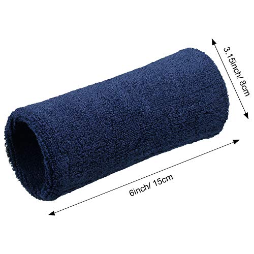 Image of WILLBOND 6 Inch Wrist Sweat Bands for Men Women Tennis Elastic Athletic Long Sweatband Wrist Absorbent for Basketball Tennis Running Outdoor Activity