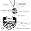 OIDEA Collier arbre de vie pour homme avec bracelet : 2 pièces ensemble femme arbre de vie chaîne en acier inoxydable cuir et chat infini corde tressée bracelet en cuir unisexe parure cadeau, Cuir, #1