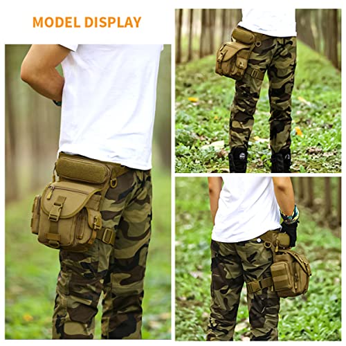 Miniatura 6 de Huntvp Pernera Moto Militar Bolsa Pierna Moto Impermeable Riñoneras Hombre Para Caza Correr Ciclismo Camping Senderismo, Tipo 1-Marrón